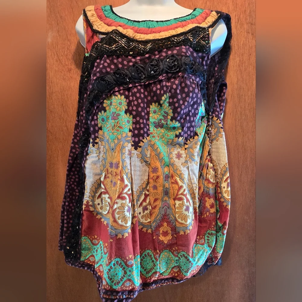 Purple and Orange Asymmetrical Tunic Blouse - Picture 2 of 8